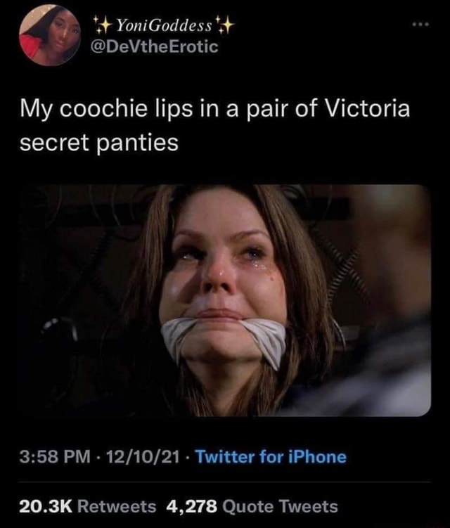 My coochie lips in a pair of Victoria secret panties PM Twitter for