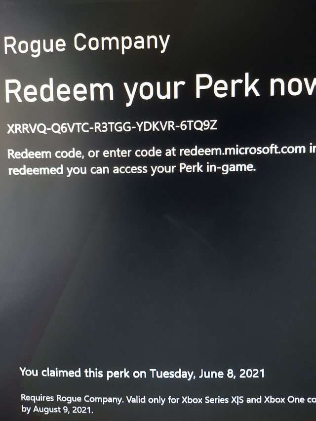 Rogue Company Redeem your Perk nov XRRVQQ6VTCR3TGGYDKVR6TQ9Z Redeem