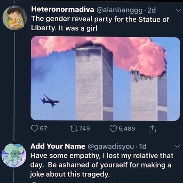 Heteronormadiva The gender reveal party for the Statue of Liberty. It