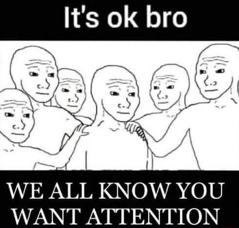 It's ok bro WE ALL KNOW YOU WANT ATTENTION - )