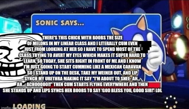 SONIC SAYS... THERE'S THIS CHICK WITH BOOBS THE SIZE 'OF MELONS IN MY ...