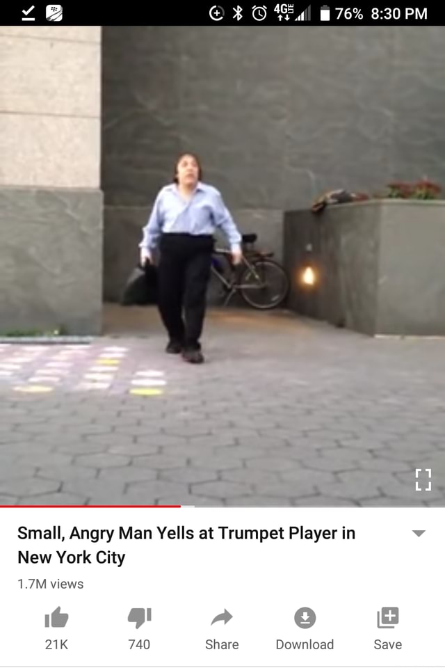 Small, Angry Man Yells at Trumpet Player in New York City iFunny