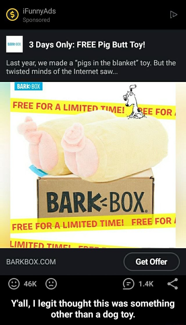 Barkbox pigs in a blanket toy