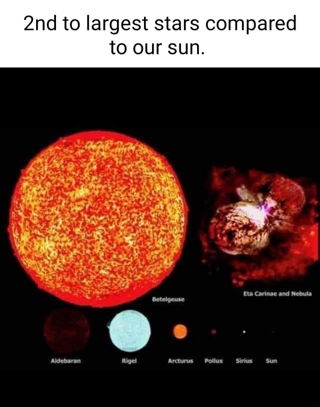 To largest stars compared to our sun. Eva Carinac and Nebula Aldebsaran ...