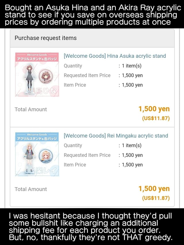 Bought an Asuka Hina and an Akira Ray acrylic stand to see if you save