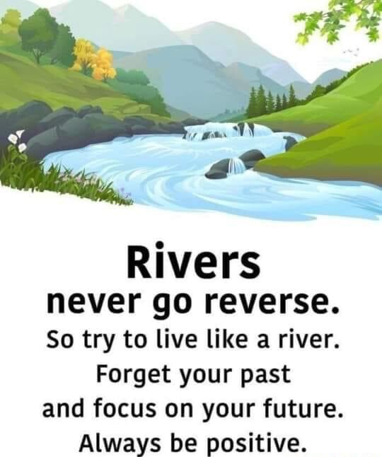 Rivers never go reverse. So try to live like a river. your past