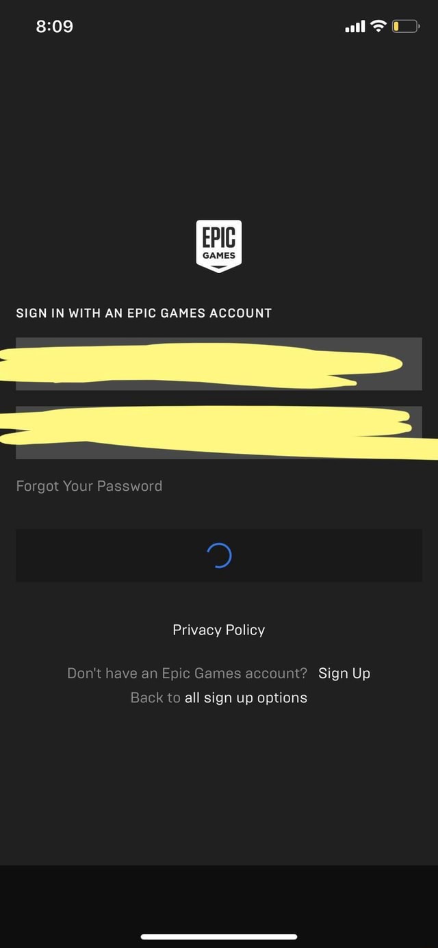 All SIGN IN WITH AN EPIC GAMES ACCOUNT Forgot Your Password Privacy