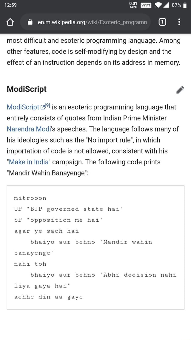 Most difficult and esoteric programming language. Among other features ...