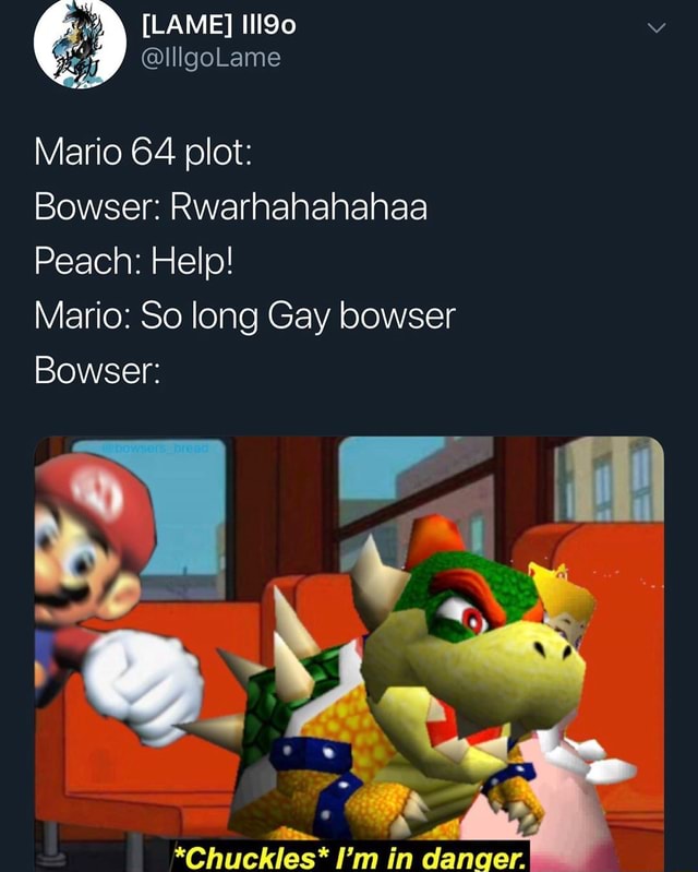 [LAME] Mario 64 plot: Bowser: Rwarhahahahaa Peach: Help! Mario: So long ...