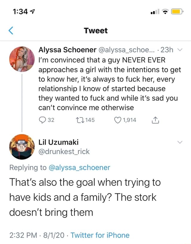 Alyssa Schoener alyssa_schoe... 23h E I'm convinced that a guy NEVER