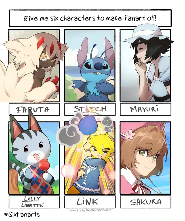 Give me six characters to make fanart of! II Lo LiNK template by
