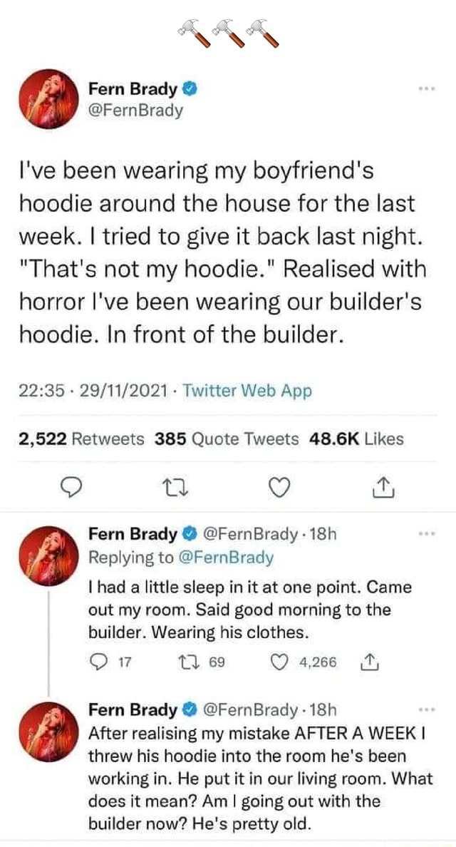 I've been wearing my boyfriend's hoodie around the house for the last