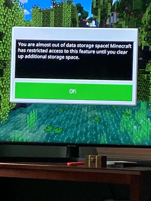 You are almost out of data storage space! Minecraft has restricted