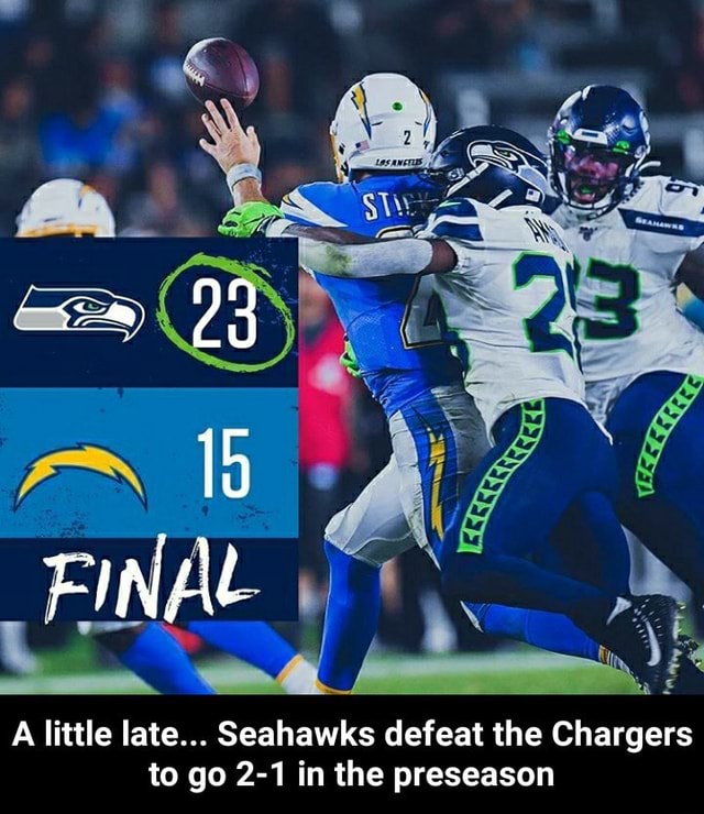 A little late Seahawks defeat the Chargers to go 2-1 in the