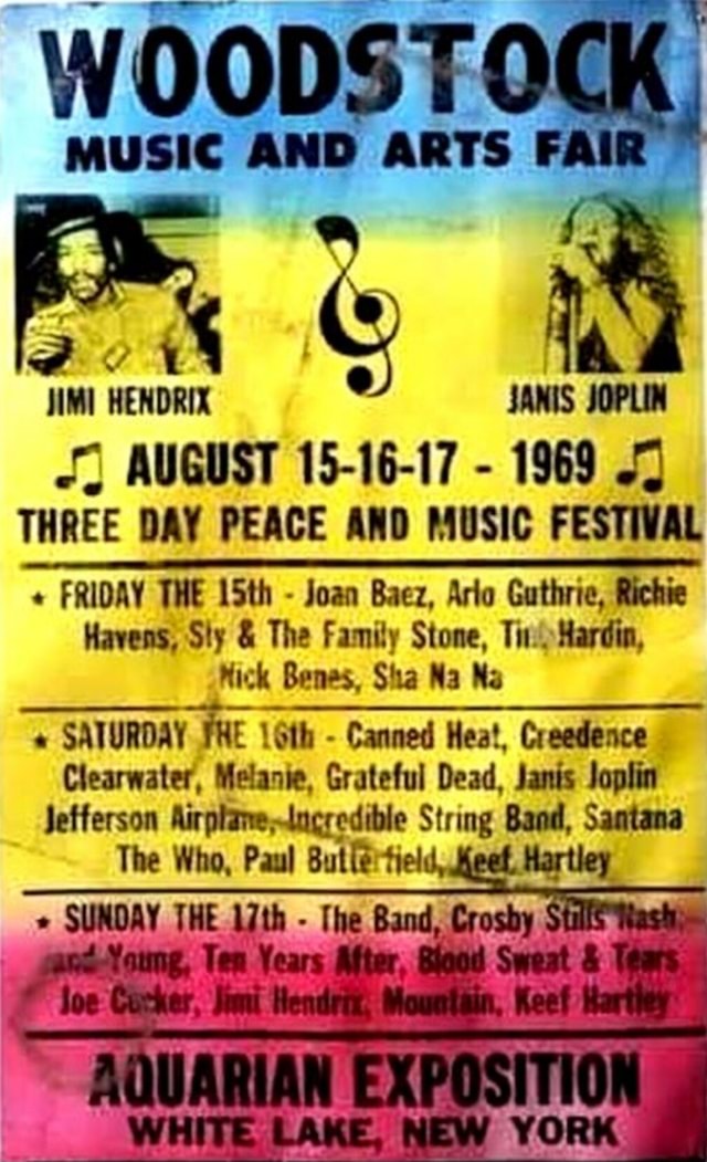 WOODSTOCK, IMI HENDRIX JANIS JOPLIN I AUGUST 15-16-17 - 1969 THREE DAY ...