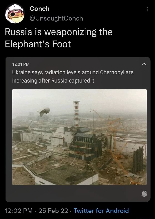 Russia is weaponizing the Elephant's Foot PM Ukraine says radiation