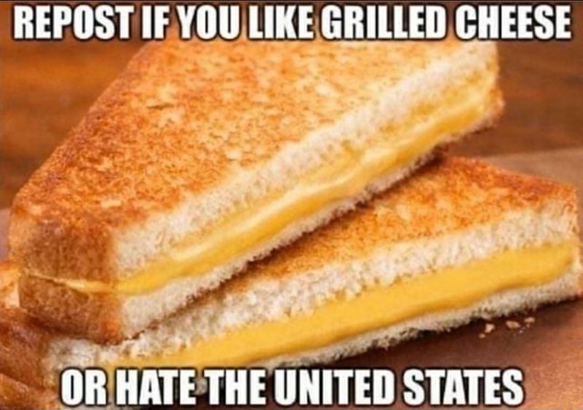 REPOST IF. YOU LIKE GRILLED CHEESE OR HATE THE UNITED STATES - )