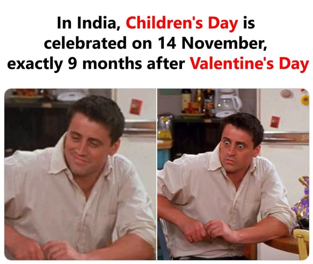 In India, Children's Day is celebrated on 14 November, exactly 9 months ...