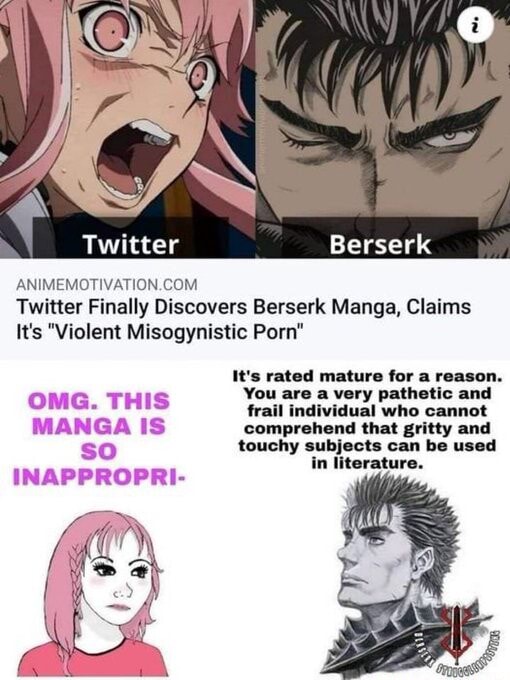 Violent Mature Porn - Berserk Twitter Twitter Finally Discovers Berserk Manga, Claims It's \