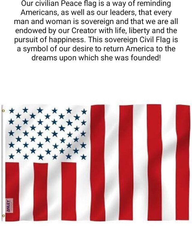 Our civilian Peace flag is a way of reminding Americans, as well as our ...