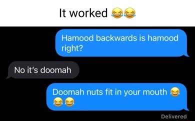 It Worked Hamood Backwards Is Hamood Right No It S Doomah Doomah Nuts Fit In Your Mouth It Worked Hamood Backwards Is Hamood Right No It S Doomah Doomah Nuts Fit In Your Mouth