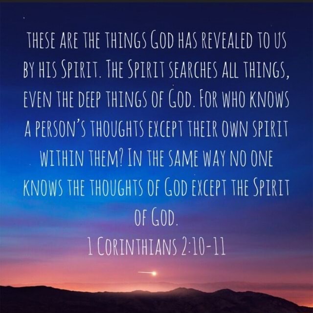 THESE ARE THE THINGS GOD HAS REVEALED 10 US BY HIS SPIRIT. THE SPIRIT ...