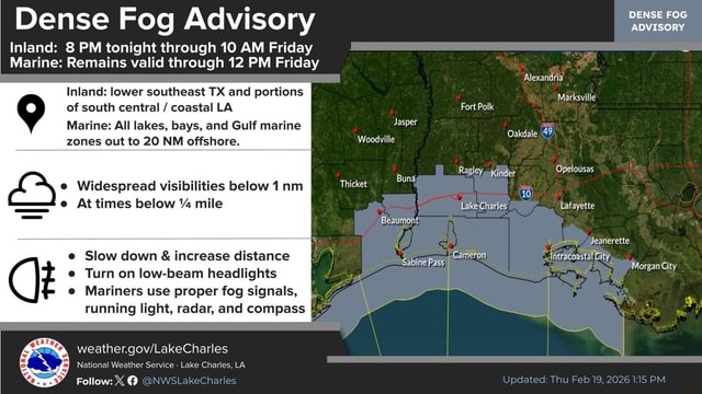 Dense Fog Advisory Inland: 8 PM tonight through 10 AM Friday Marine ...