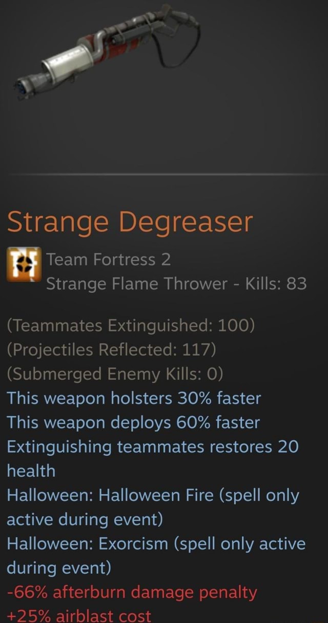Strange Degreaser Team Fortress 2 Strange Flame Thrower Kills 83