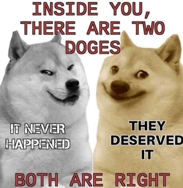 Inside You, The E Are Doges: Two Doges They Deserved It Both Are Right 