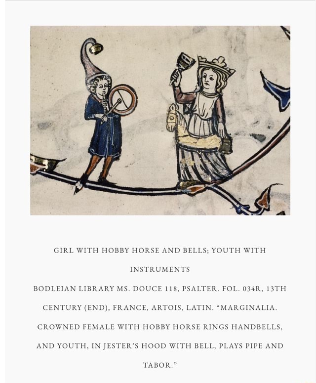 GIRL WITH HOBBY HORSE AND BELLS; YOUTH WITH INSTRUMENTS BODLEIAN ...