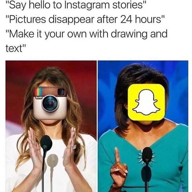 "Say hello to Instagram stories“ "Pictures disappear after 24 hours" "Make it your own with