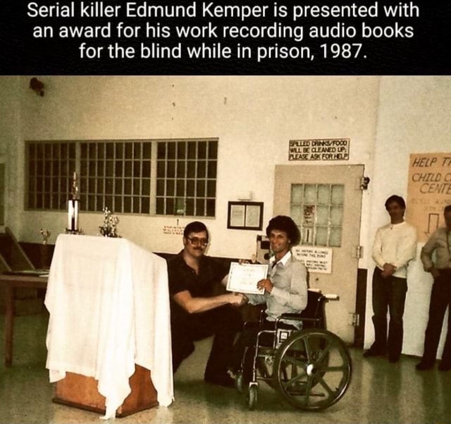 Serial killer Edmund Kemper is presented with an award for his work