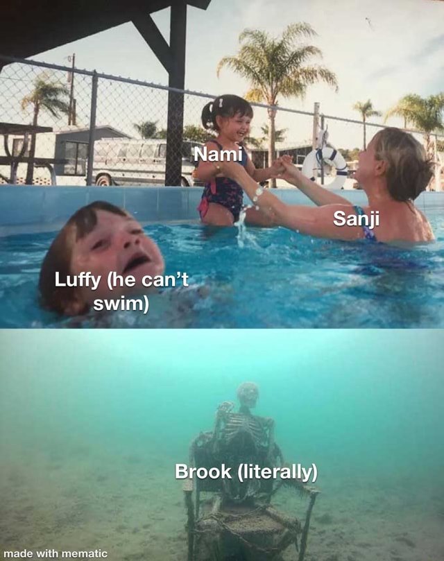 Nami Sanji Luffy (he can't swim) Brook (literally) iFunny