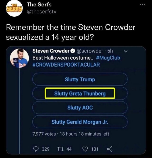 The Serfs Remember the time Steven Crowder sexualized a 14 year old