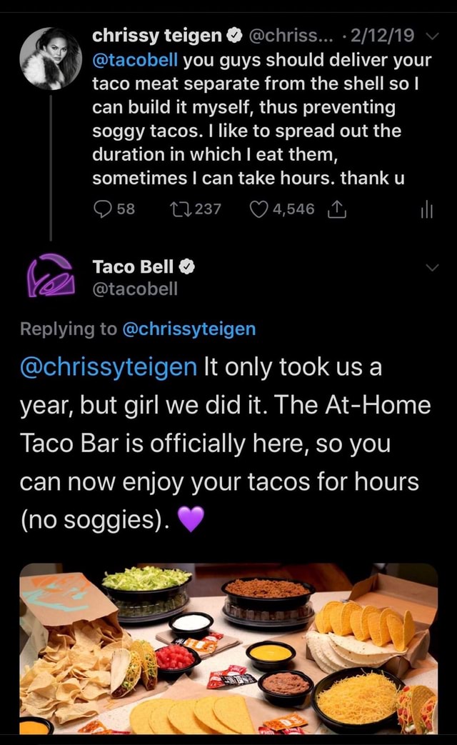 2/12/19 tacobell you guys should deliver your taco meat separate from