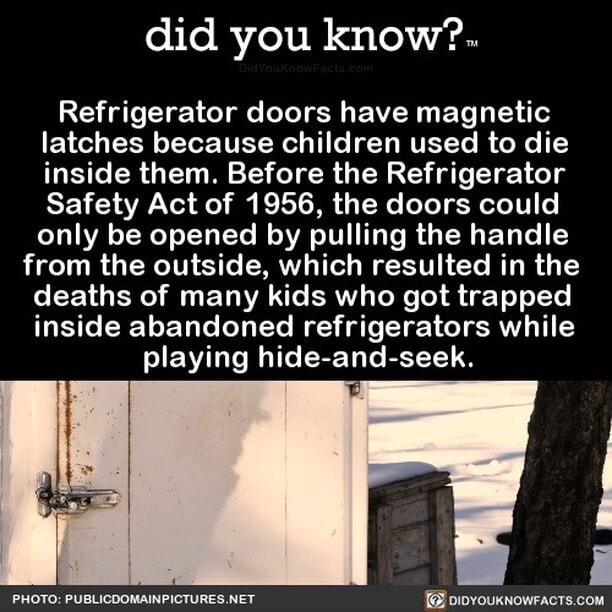 Did you know?. Refrigerator doors have latches because