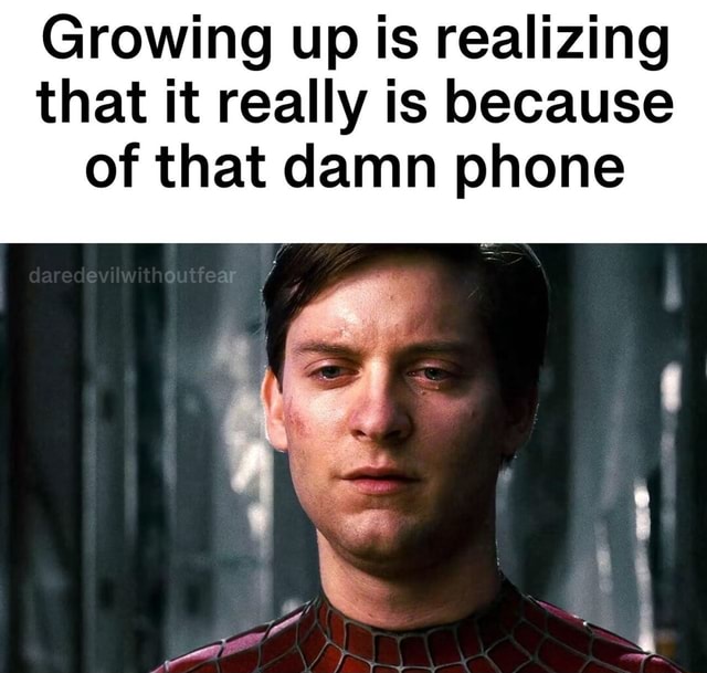 Growing up is realizing that it really is because of that damn phone ...