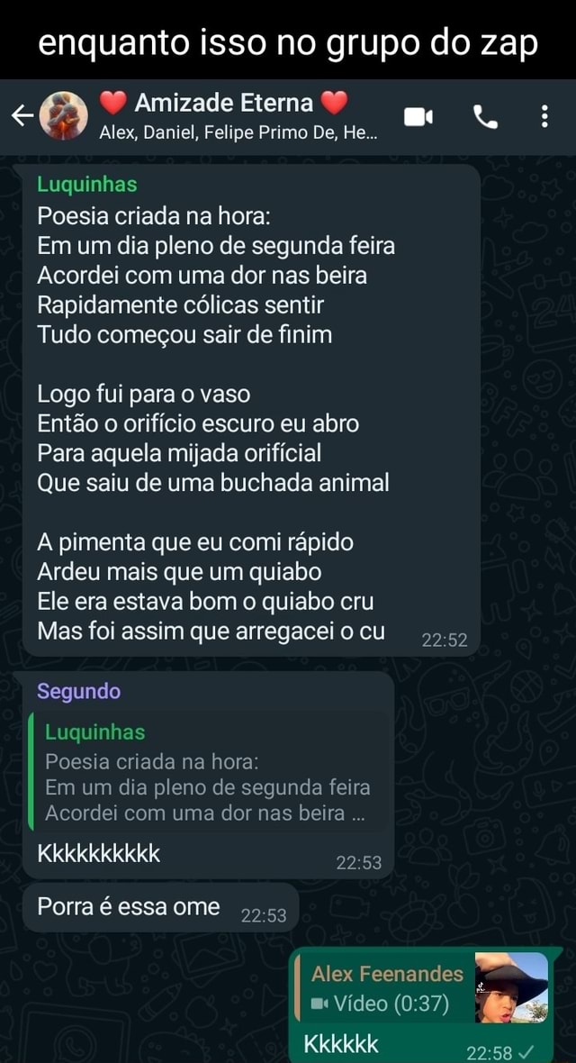 Enquanto Isso No Grupo Do Zap Amizade Eterna Alex Daniel Felipe Primo De He Luguinhas 