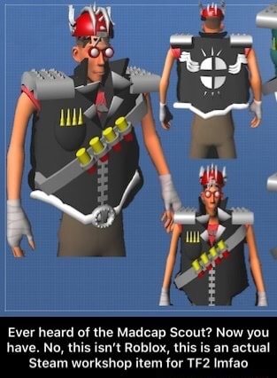 Ever Heard Of The Madcap Scout Now You Have No This Isn T Roblox This Is An Actual Steam Workshop Item For Tf2 Imfao Ever Heard Of The Madcap Scout Now You - roblox scout tf2 song