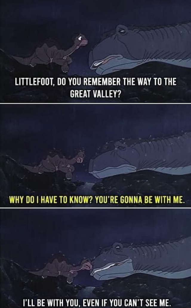 Littlefoot Do You Remember The Way To The Great Valley Why Do Have To Know You Re Gonna Be With Me Ll Be With You Even If You Can T See Me Ifunny