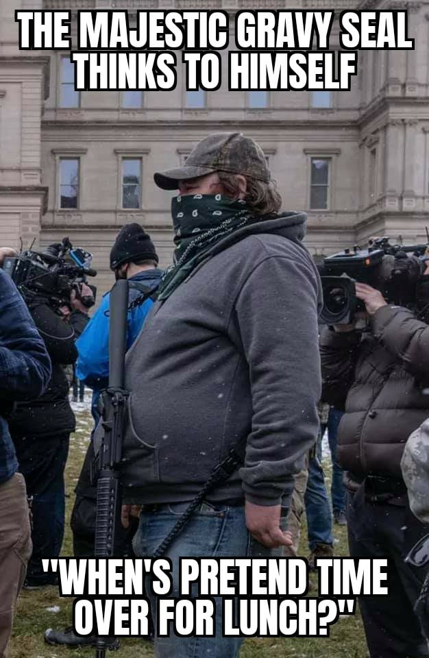 THE MAJESTIC GRAVY SEAL THINKS TO HIMSELF "WHEN'S PRETEND TIME OVER FOR