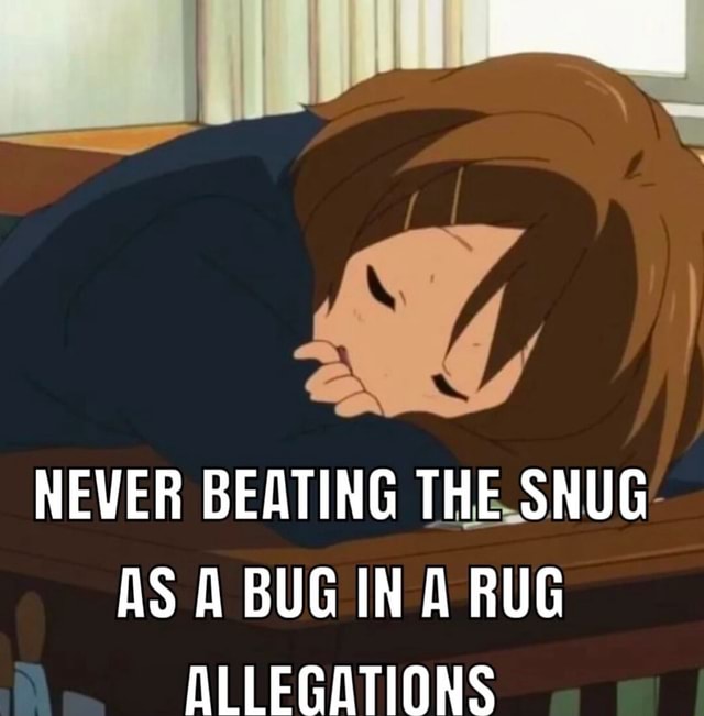 NEVER BEATING THE SNUG AS A BUG IN A RUG ALLEGATIONS - iFunny