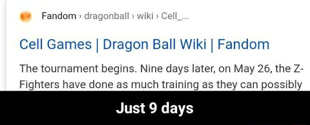 Fandom Dragonball Cell Games I Dragon Ball Wiki I Fandom The Tournament Begins Nine Days Later On May 26 The Z Fighters Have Done As Much Training As They Can Possibly Just