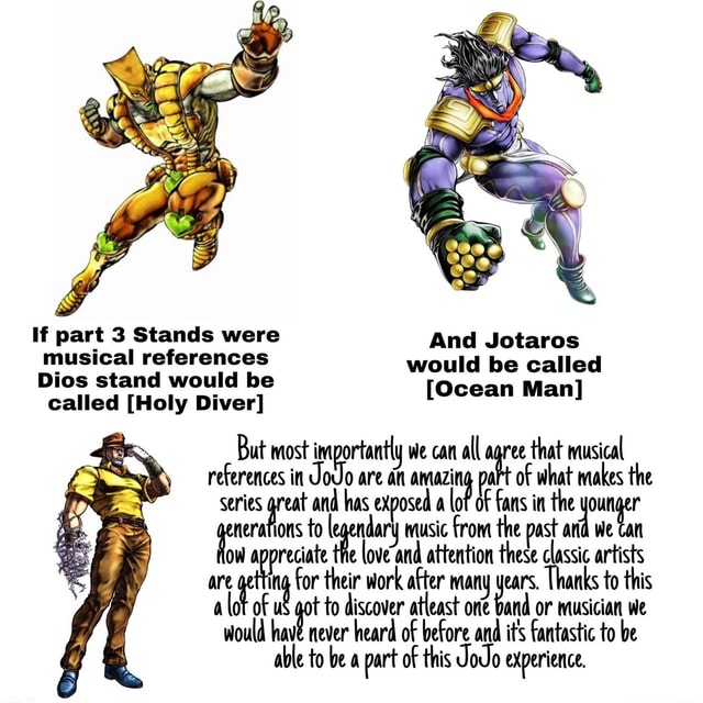 BlastovKatamariNecromancy — What if Part 3 stands had musical references  in