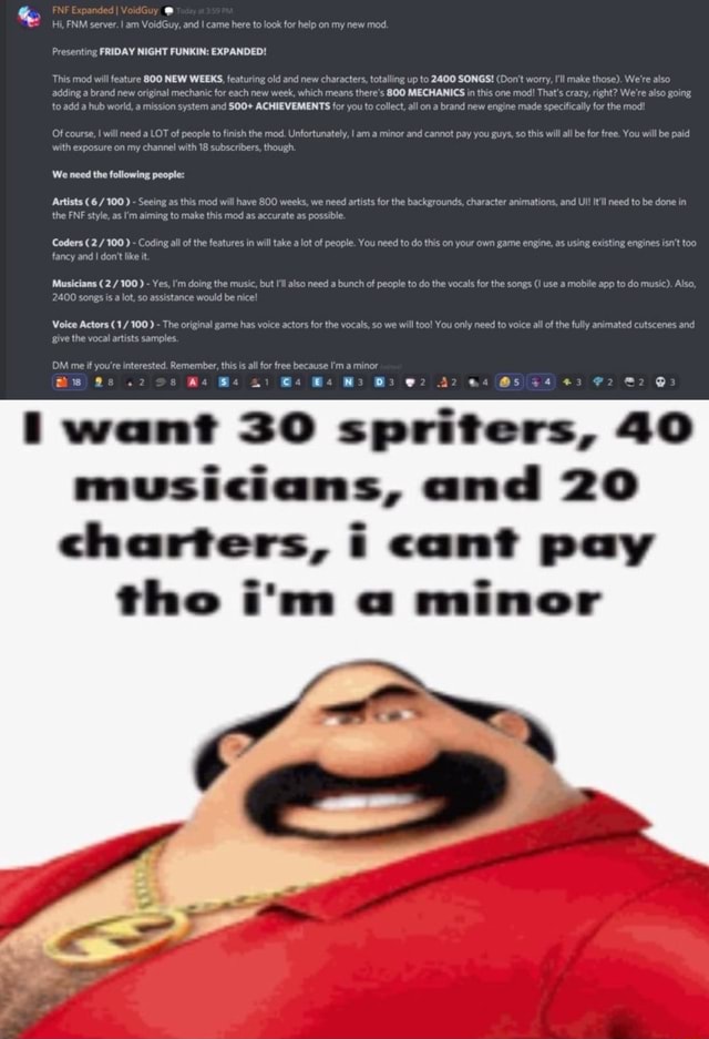 Hi Fnm Server I Am Voidguy And I Came Here To Look For Help On My New Mod Pended Presenting Friday Night Funkin Expanded This Mod Will Feature New Weeks Featuring Old