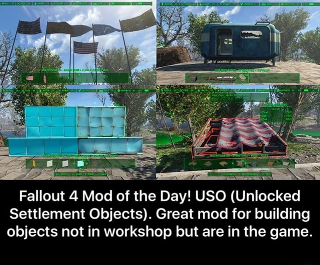 Fallout 4 Mod Of The Day Uso Unlocked Settlement Objects Great Mod For Building Objects Not In Workshop But Are In The Game