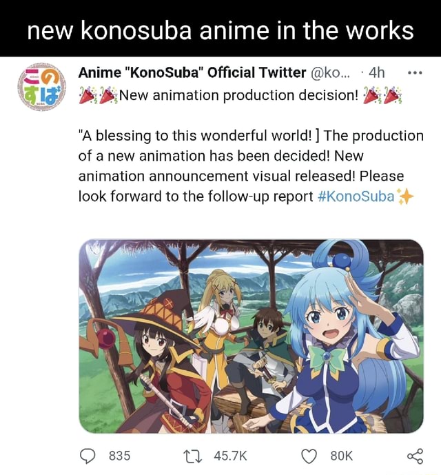 New konosuba anime in the works Anime 