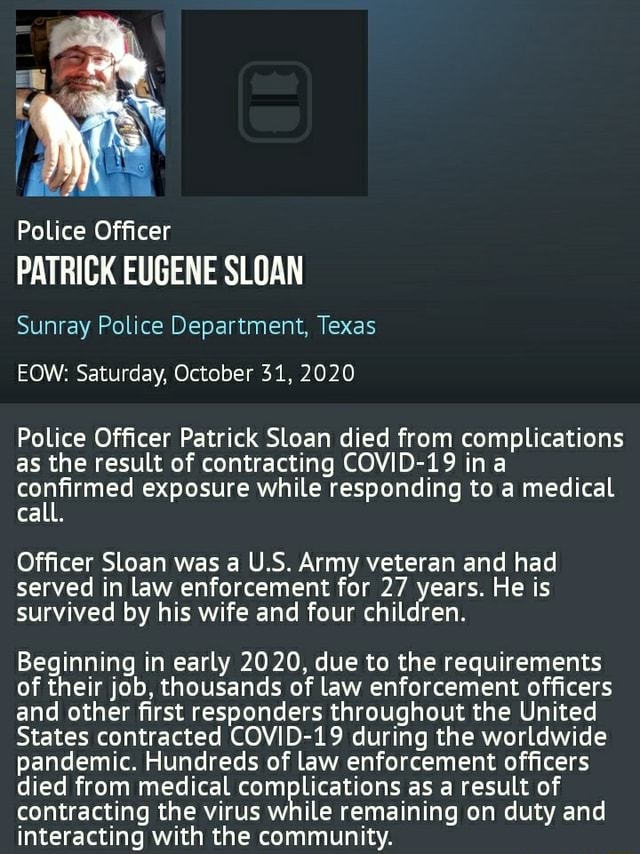 Police Officer PATRICK EUGENE SLOAN Sunray Police Department, Texas EOW
