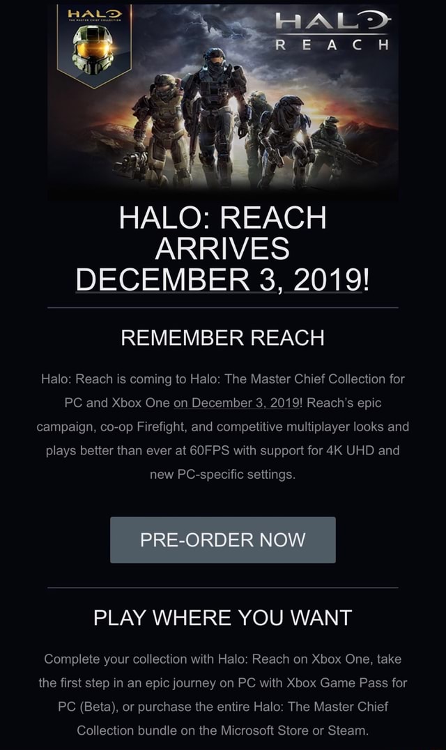 HALO: REACH ARRIVES DECEMBER 3, 2019! REMEMBER REACH Halo: Reach is