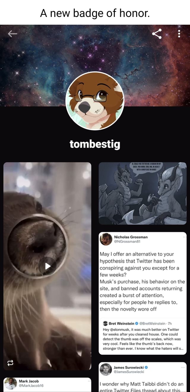 A new badge of honor. tombestig Nicholas Grossman May I I offer an